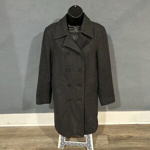 Gap Wool Pea Coat Double Breasted Gray Women's Medium City Overcoat Y2K 2000s